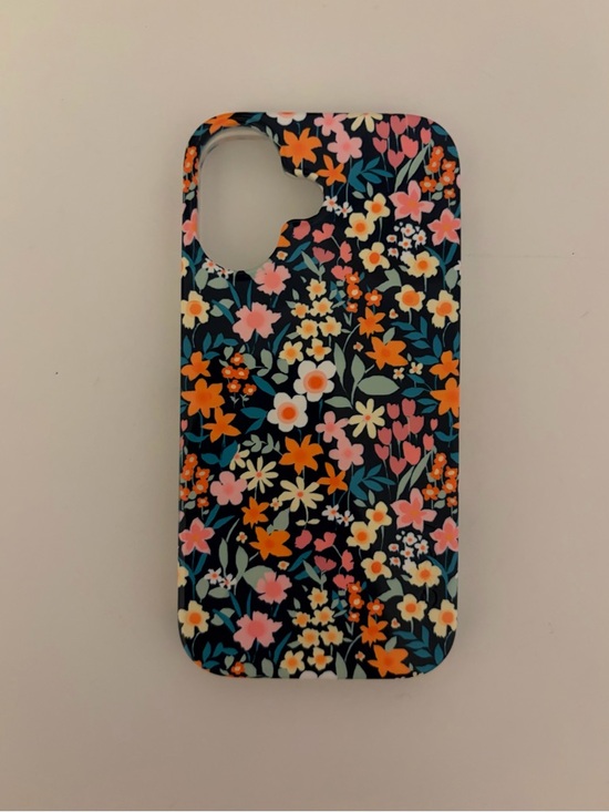 casely Other - Floral Pattern Protective Phone Case - Navy with Orange & Pink Flowers